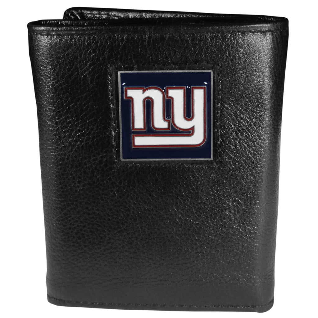 New York Giants Deluxe Leather Trifold Wallet Packaged in Gift Box