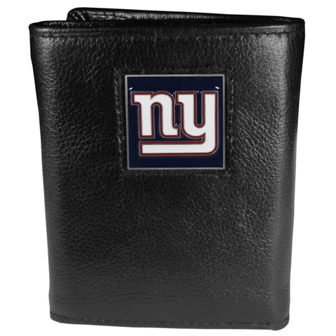 New York Giants Deluxe Leather Trifold Wallet Packaged in Gift Box