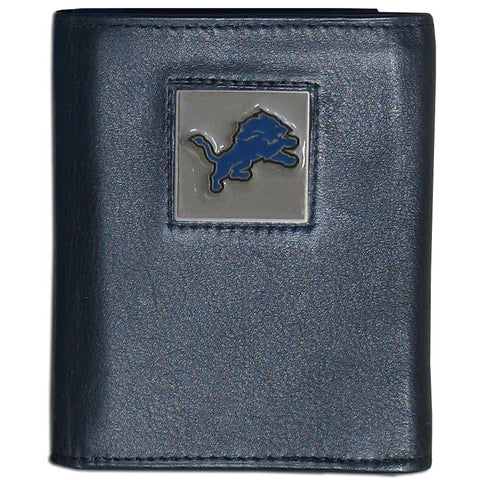 Detroit Lions Deluxe Leather Trifold Wallet Packaged in Gift Box