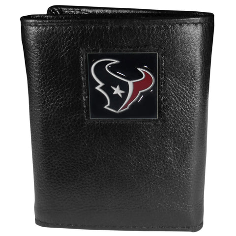 Houston Texans Deluxe Leather Trifold Wallet Packaged in Gift Box