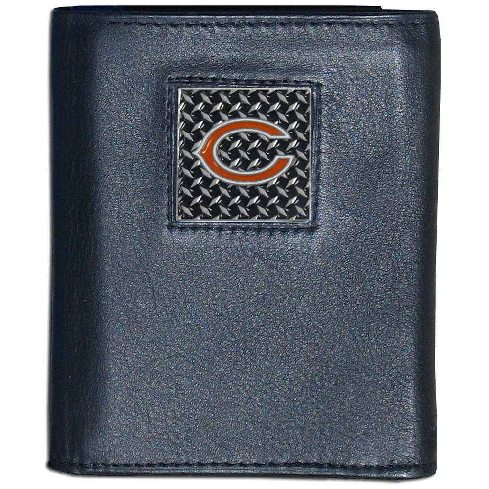 Chicago Bears Gridiron Leather Trifold Wallet Packaged in Gift Box