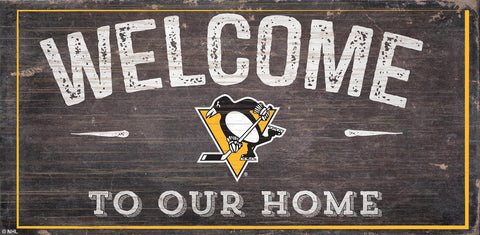 Pittsburgh Penguins Sign Wood 6x12 Welcome To Our Home Design Special Order