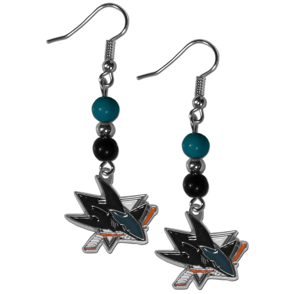 San Jose Sharks® Fan Bead Earrings - Dangle Style