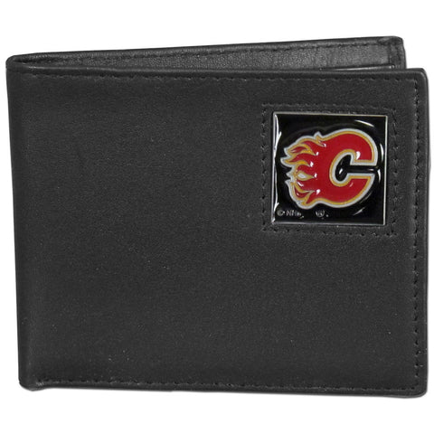 Calgary Flames® Leather Bifold Wallet - Std - Packaged in Gift Box
