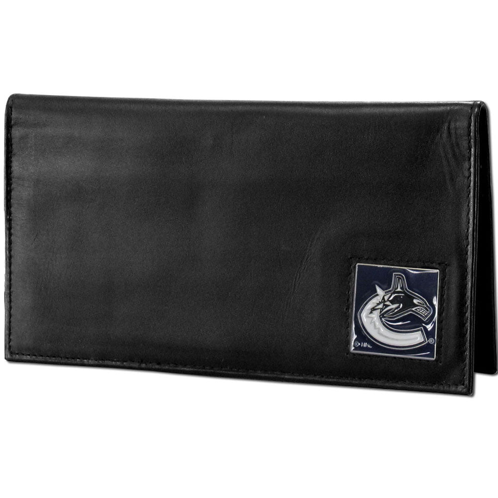 Vancouver Canucks® Deluxe Leather Checkbook Cover