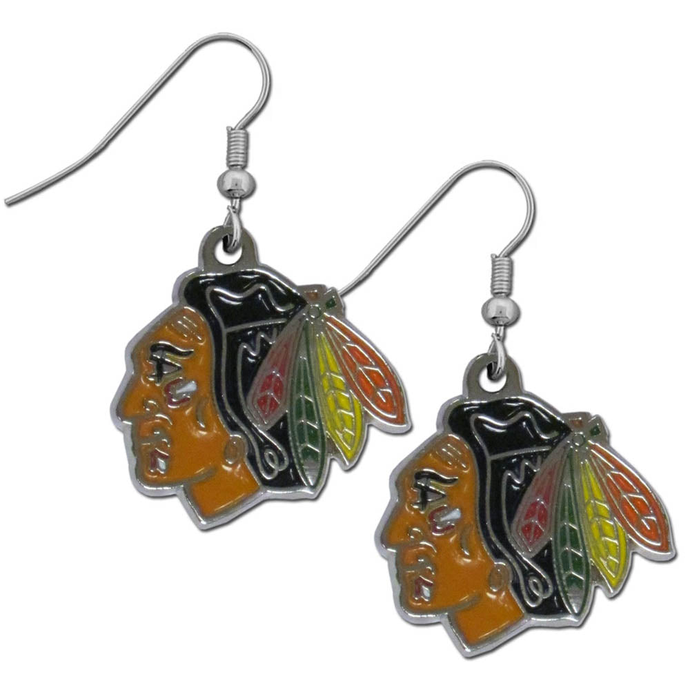 Chicago Blackhawks® Chrome Earrings - Dangle Style