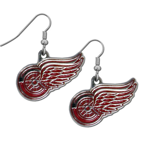 Detroit Red Wings   Chrome Dangle Earrings 
