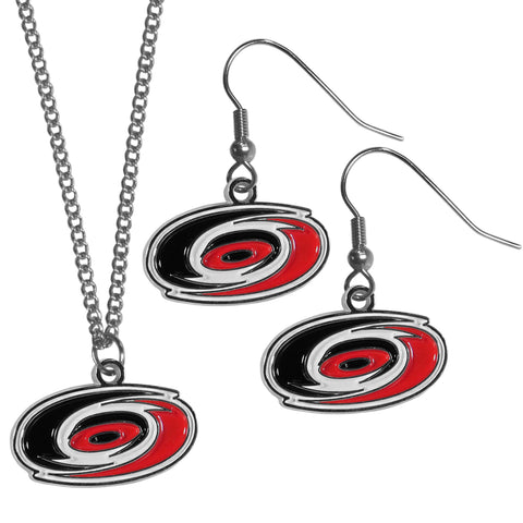 Carolina Hurricanes® Earrings - Dangle Style and Chain Necklace Set