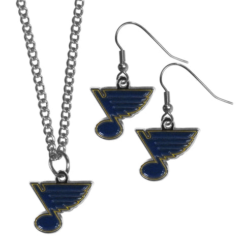 St. Louis Blues® Earrings - Dangle Style and Chain Necklace Set