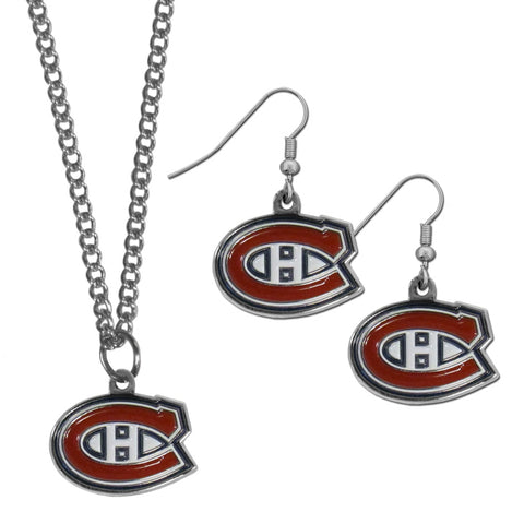 Montreal Canadiens® Earrings - Dangle Style and Chain Necklace Set
