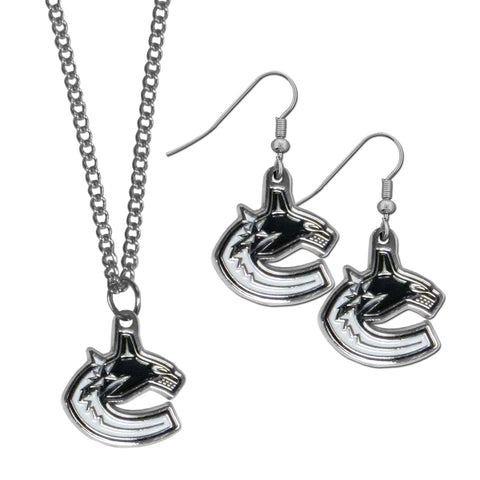Vancouver Canucks® Earrings - Dangle Style and Chain Necklace Set