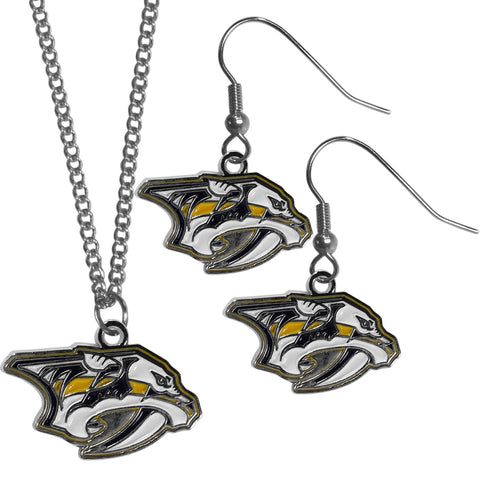 Nashville Predators® Earrings - Dangle Style and Chain Necklace Set