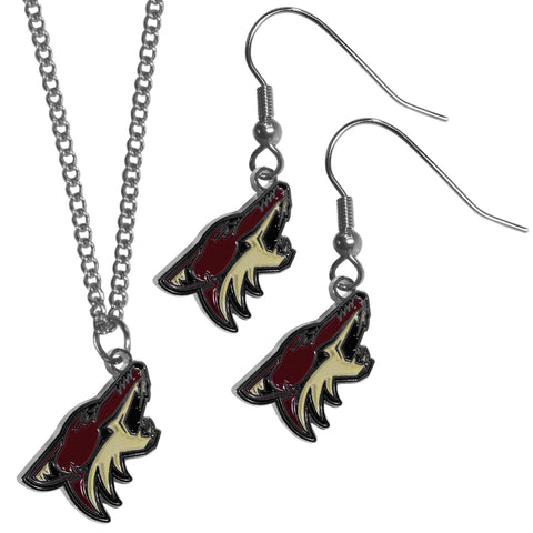 Arizona Coyotes® Earrings - Dangle Style and Chain Necklace Set