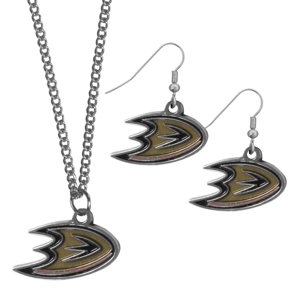 Anaheim Ducks® Dangle Earrings and Chain Necklace Set