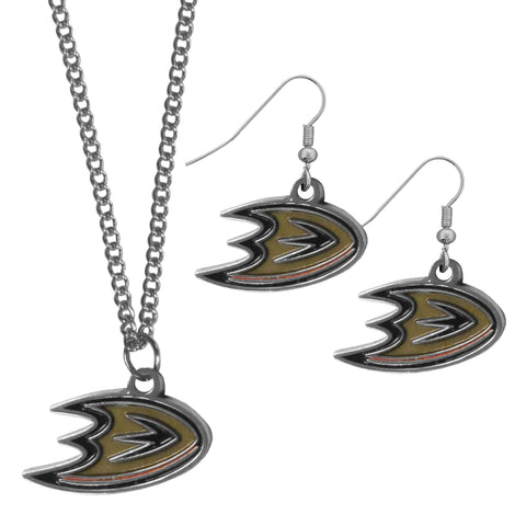 Anaheim Ducks® Earrings - Dangle Style and Chain Necklace Set