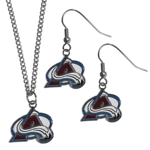 Colorado Avalanche® Earrings - Dangle Style and Chain Necklace Set