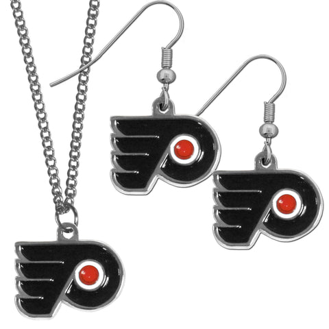 Philadelphia Flyers® Earrings - Dangle Style and Chain Necklace Set