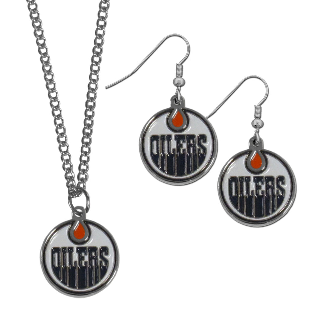 Edmonton Oilers® Earrings - Dangle Style and Chain Necklace Set