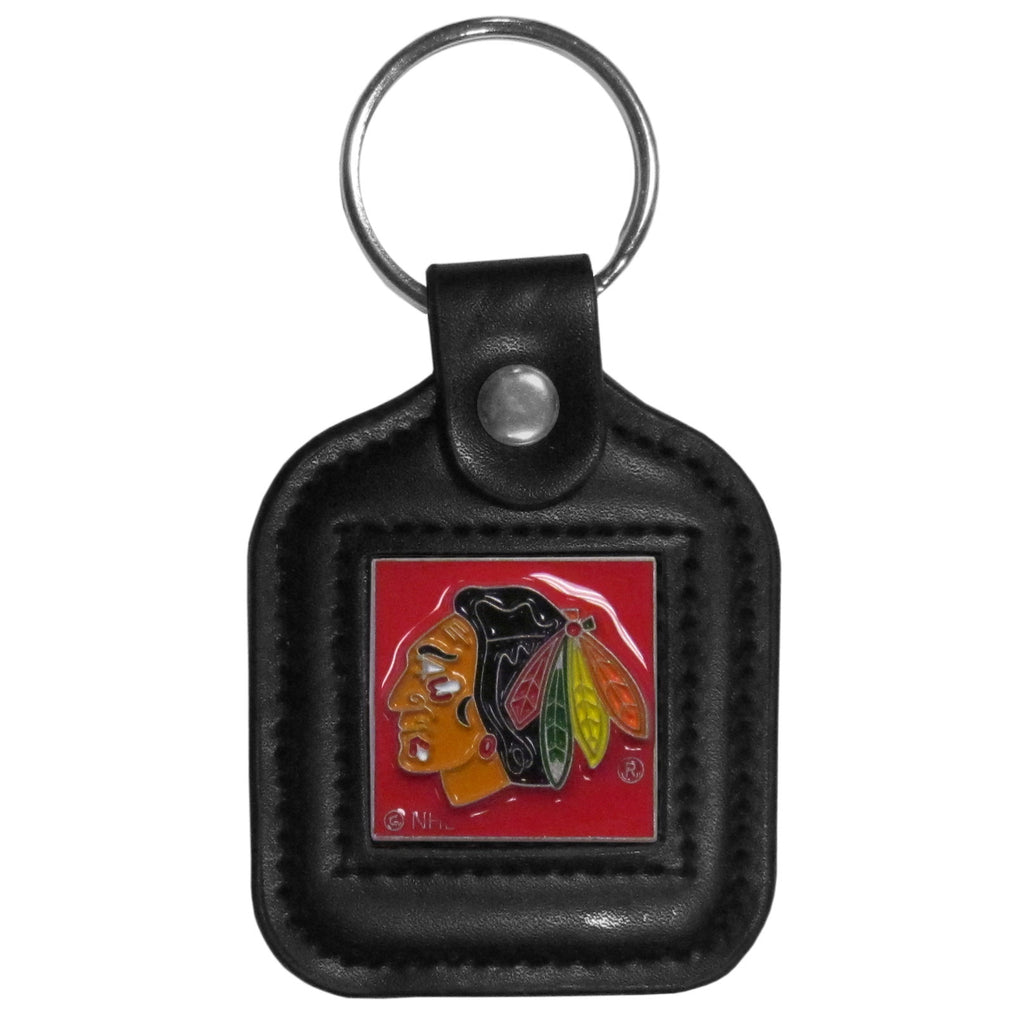 Chicago Blackhawks   Square Leatherette Key Chain 