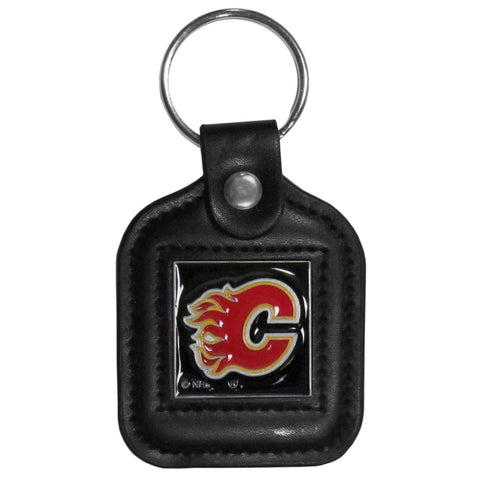 Calgary Flames   Square Leatherette Key Chain 