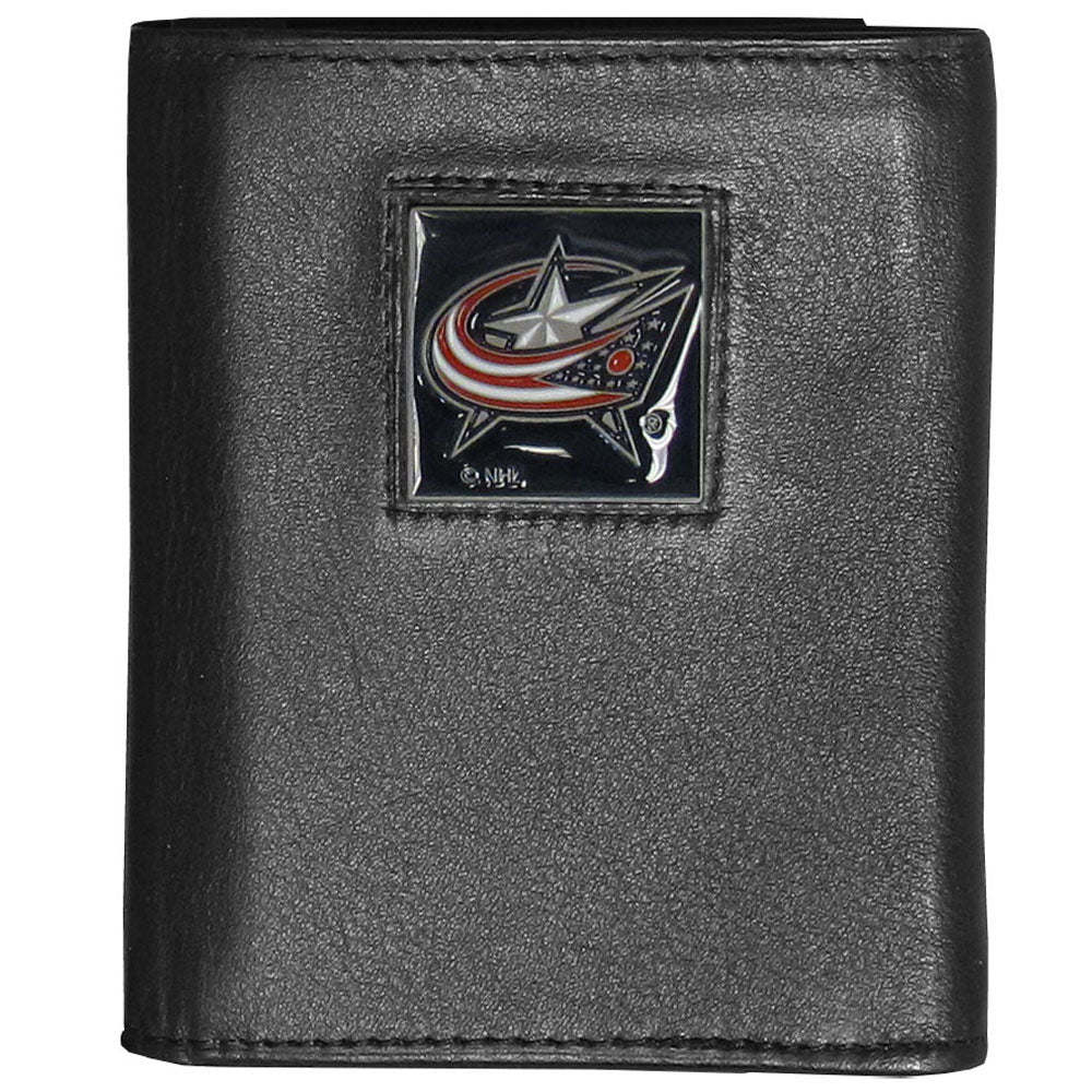 Columbus Blue Jackets® Deluxe Leather Trifold Wallet Packaged in Gift Box
