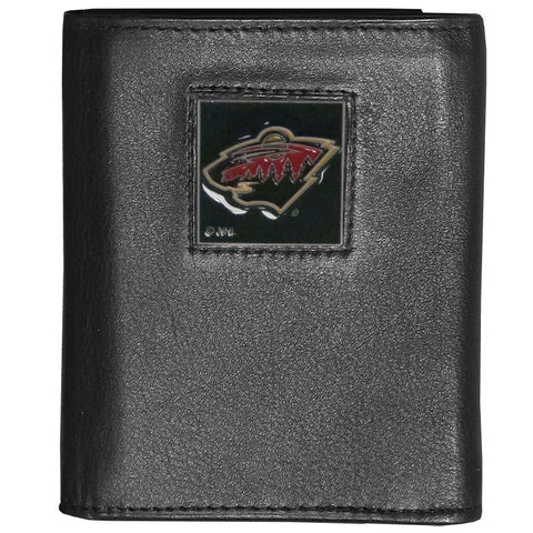 Minnesota Wild® Deluxe Leather Trifold Wallet Packaged in Gift Box