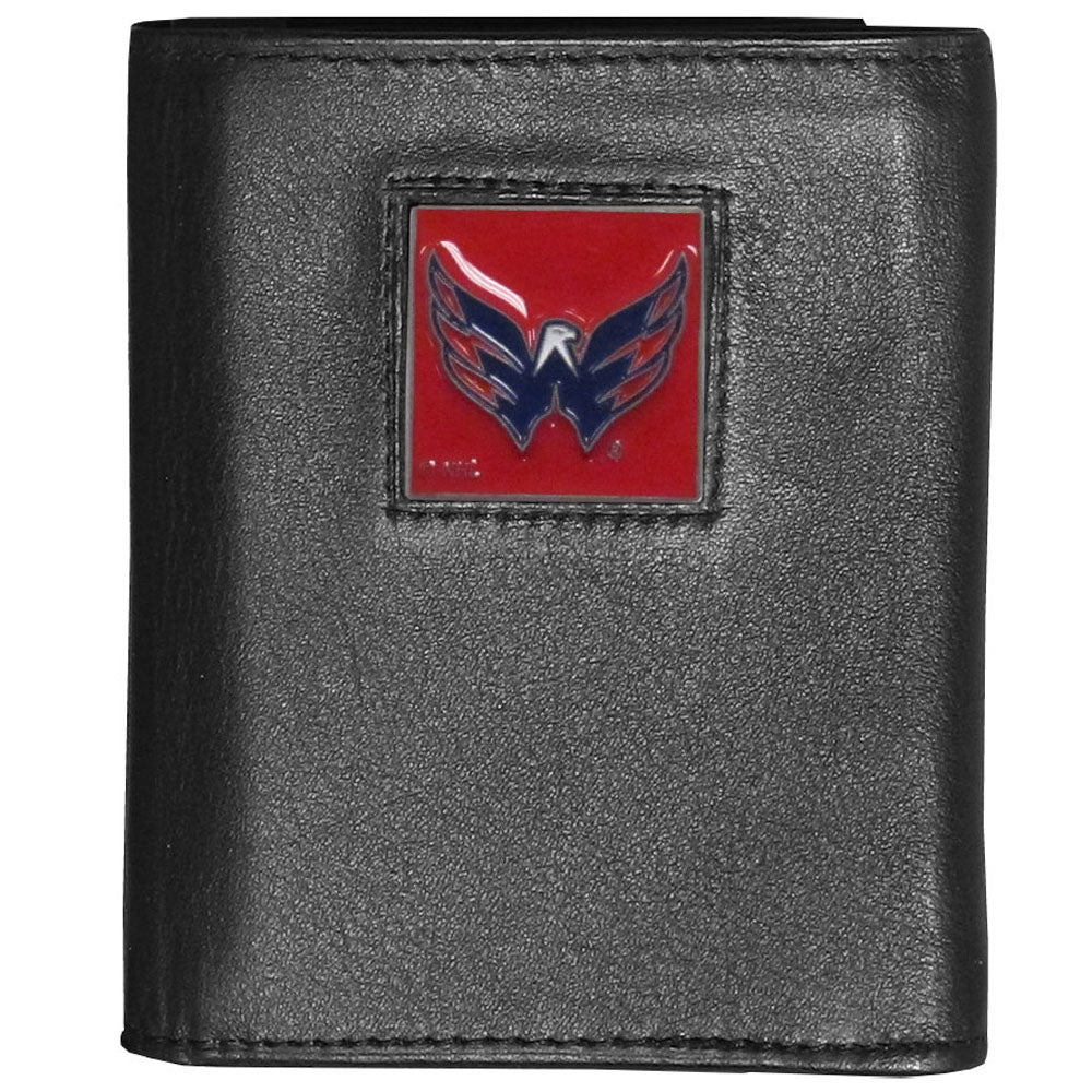 Washington Capitals® Deluxe Leather Trifold Wallet Packaged in Gift Box