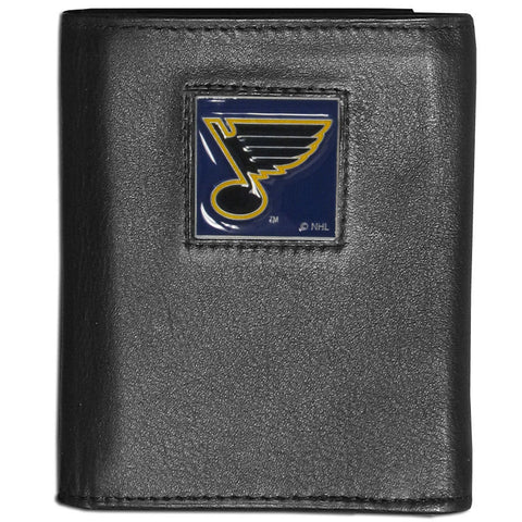 St. Louis Blues® Deluxe Leather Trifold Wallet Packaged in Gift Box