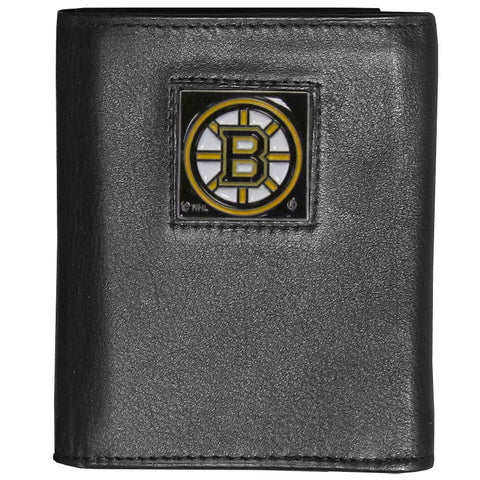 Boston Bruins® Deluxe Leather Trifold Wallet Packaged in Gift Box