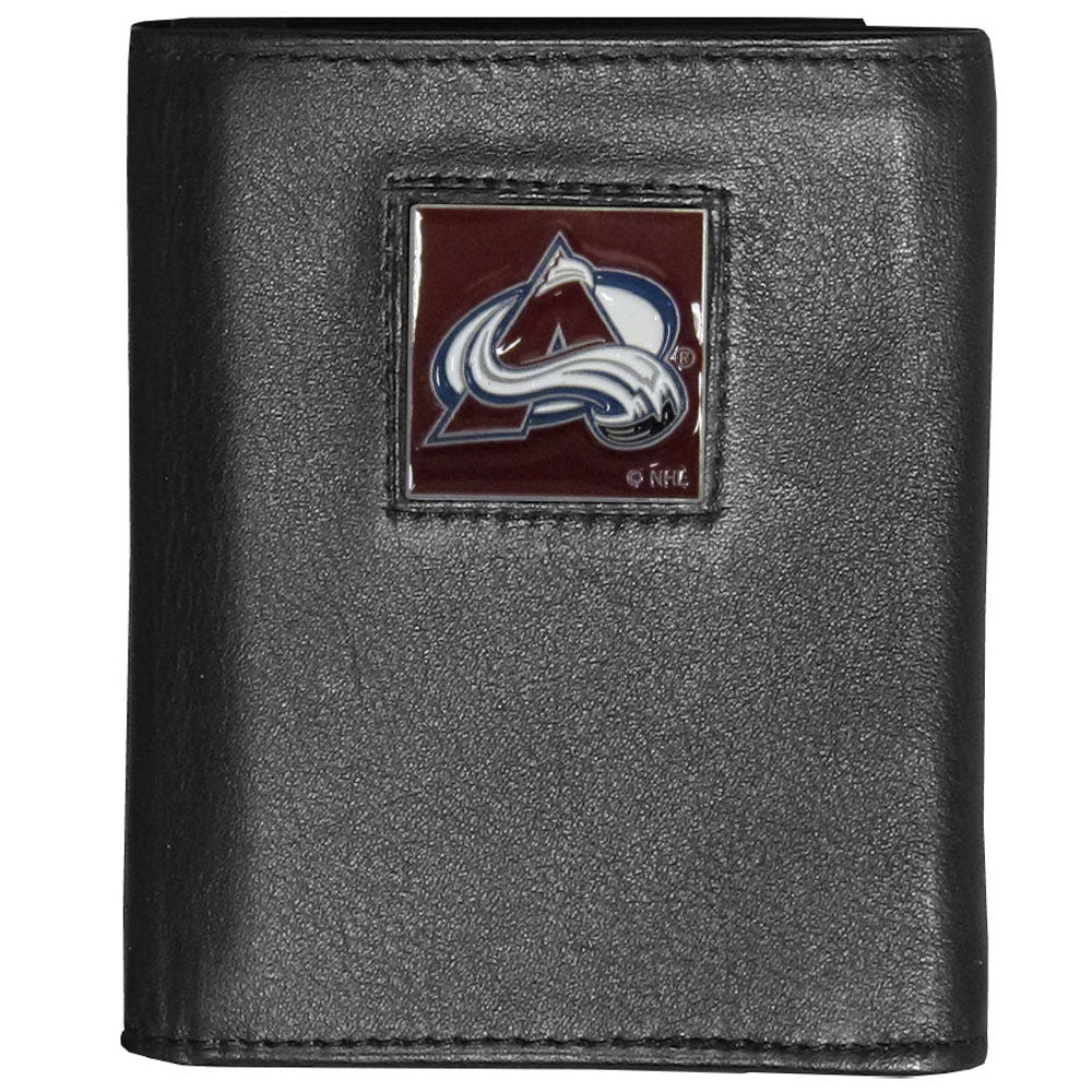 Colorado Avalanche® Deluxe Leather Trifold Wallet Packaged in Gift Box