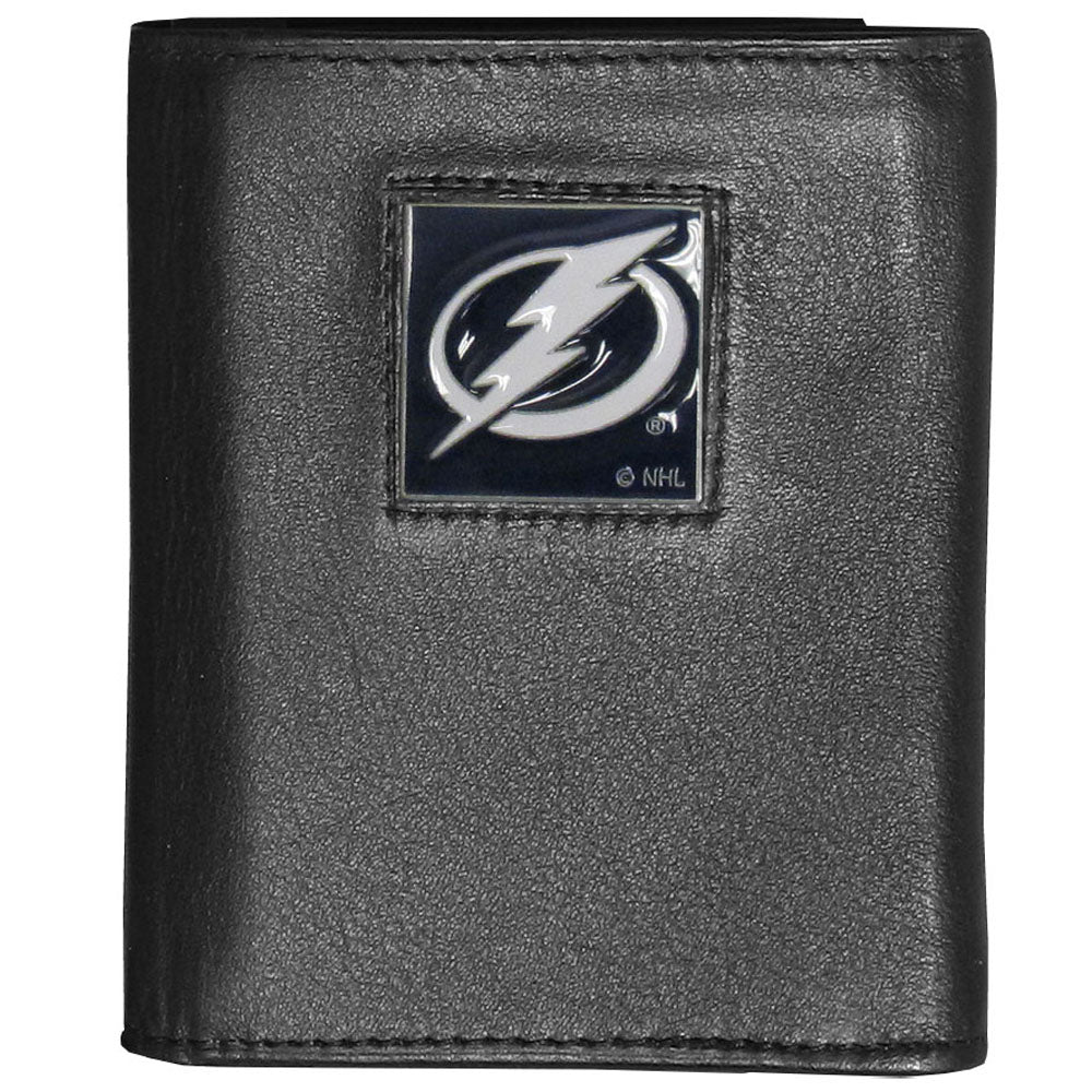 Tampa Bay Lightning® Deluxe Leather Trifold Wallet Packaged in Gift Box