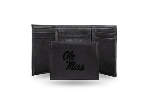 Ole Miss Rebels Laser Engraved Trifold Wallet