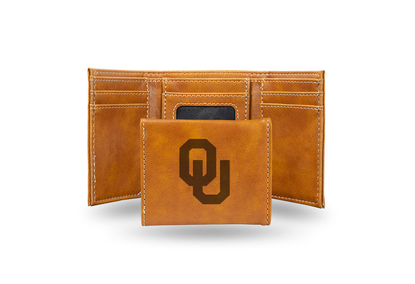 Oklahoma Sooners Laser Engraved Trifold Wallet