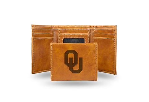 Oklahoma Sooners Laser Engraved Trifold Wallet