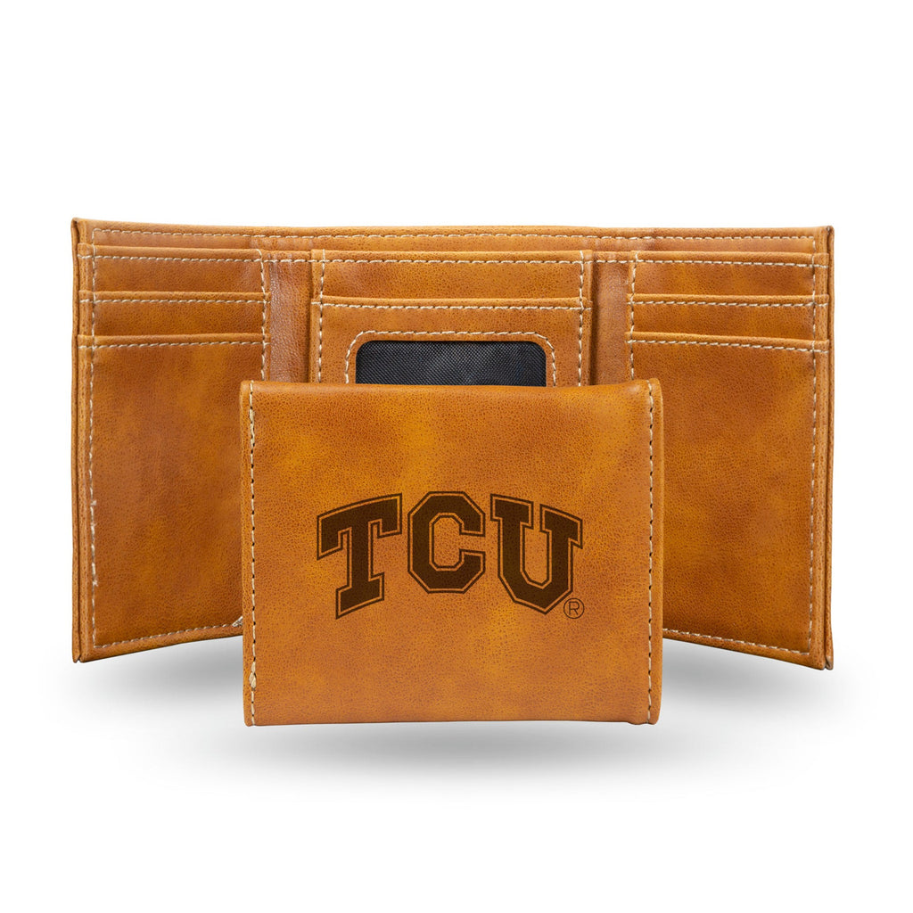 Texas Christian Horned Frogs Wallet Trifold Laser Engraved