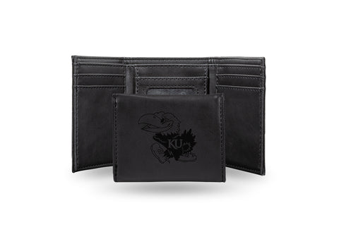 Kansas Jayhawks Laser Engraved Trifold Wallet