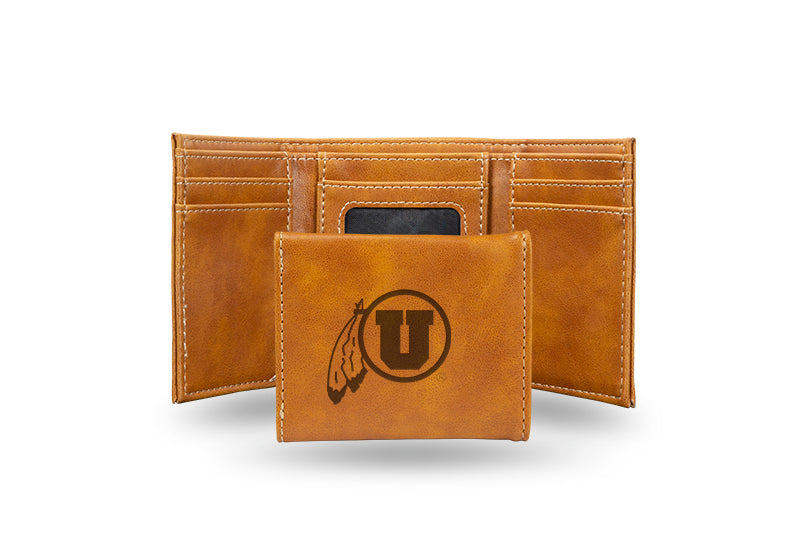 Utah Utes Laser Engraved Trifold Wallet