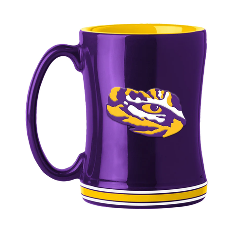 LSU Tigers Coffee Mug 14oz Sculpted Relief Team Color