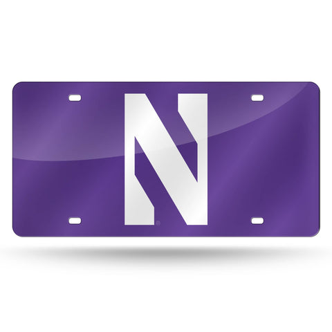 Northwestern Wildcats Laser Cut License Tag - Color Packaged