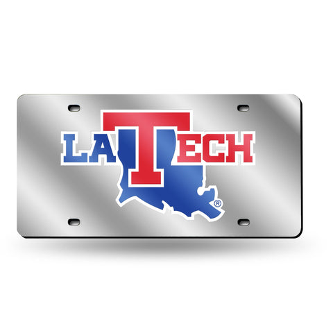 Louisiana Tech Bulldogs Laser Cut License Tag - Silver Packaged