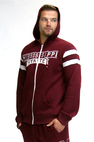 Mississippi State Bulldogs Full-Zip Hoodie (Maroon)