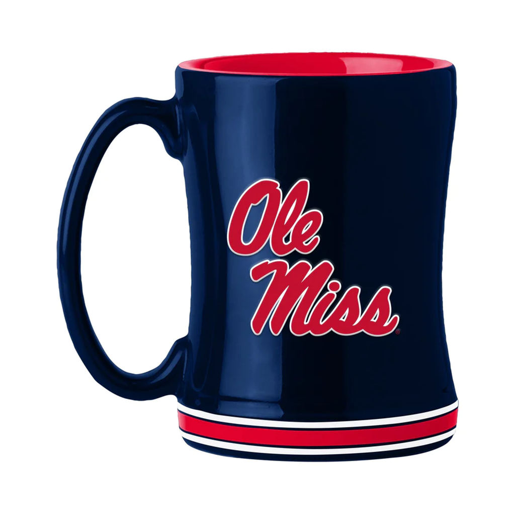 Ole Miss Rebels Coffee Mug 14oz Sculpted Relief Team Color