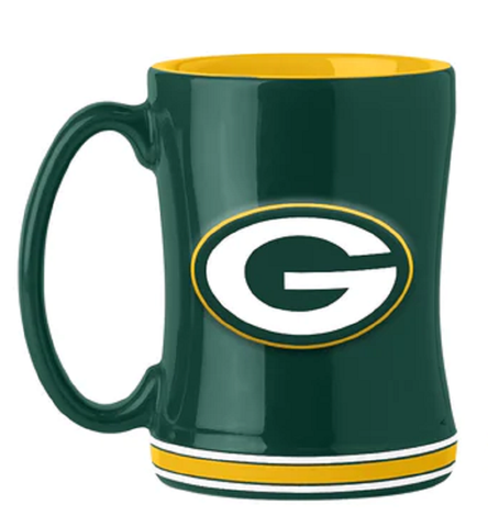 Green Bay Packers s Coffee Mug 14oz Sculpted Relief Team Color