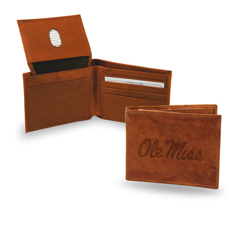 Ole Miss Rebels Billfold - Pecan Cowhide