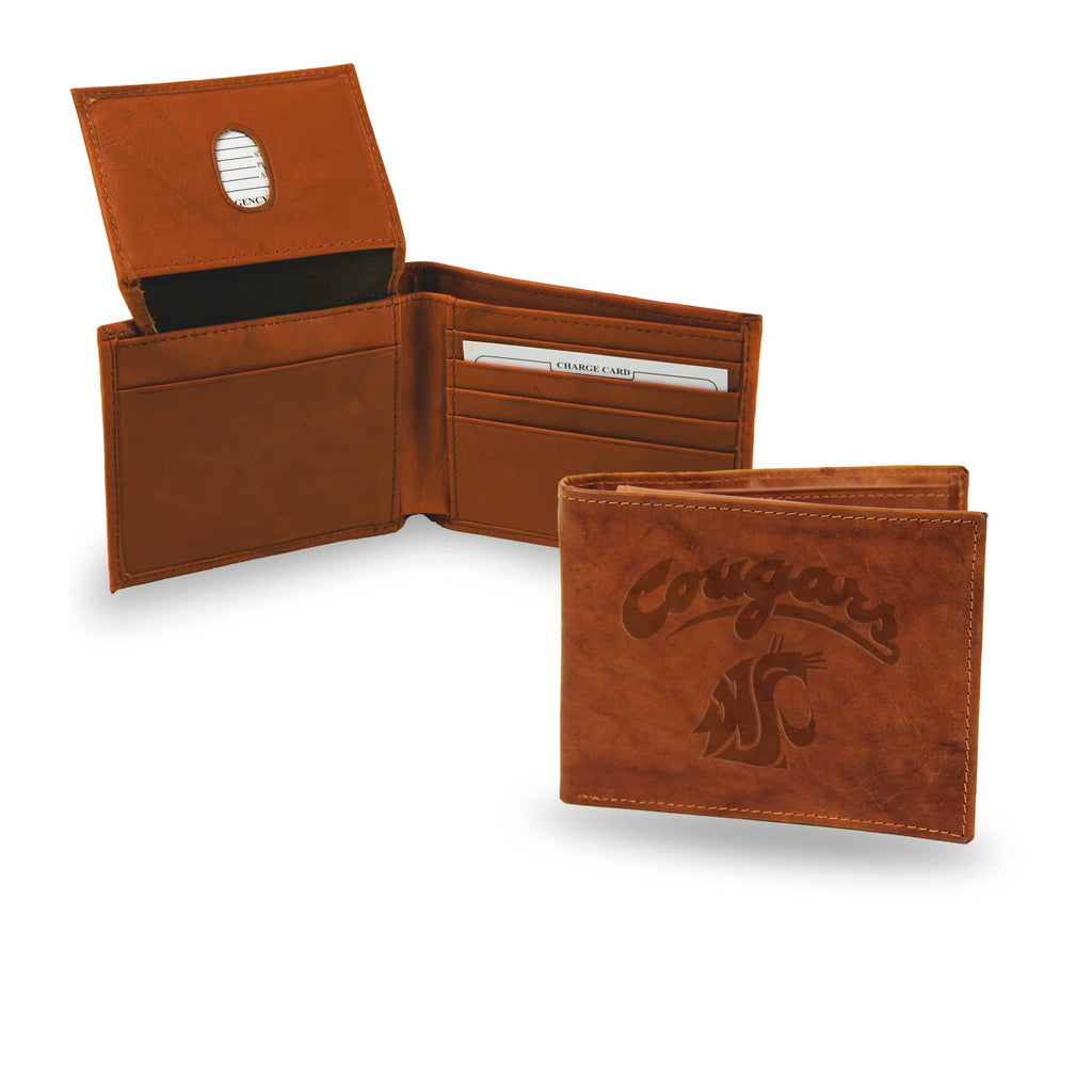 Washington State Cougars Billfold - Pecan Cowhide