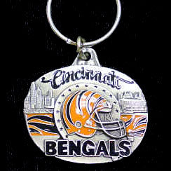 Cincinnati Bengals Oval Carved Metal Key Chain