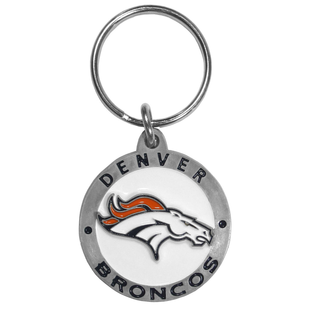 Denver Broncos   Carved Metal Key Chain 