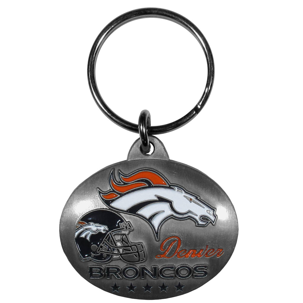 Denver Broncos Oval Carved Metal Key Chain