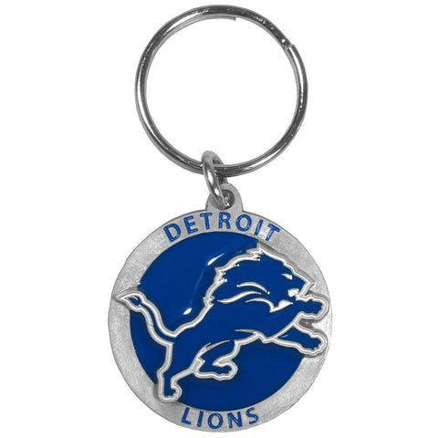 Detroit Lions   Carved Metal Key Chain 
