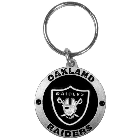 Oakland Raiders   Carved Metal Key Chain 